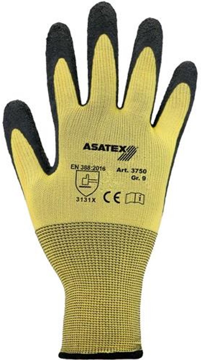 ASATEX handschoenen geel / zwart maat 10 - 3750/10