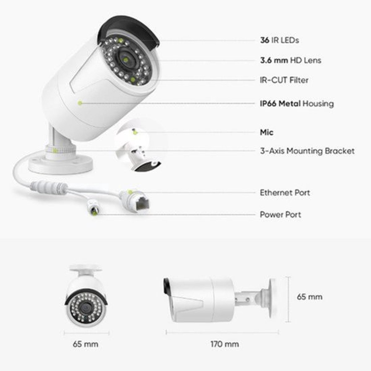 Beveiligingssysteem – 8 Stuks - Camerasysteem – PoE Camera – NVR Systeem – 5MP Resolutie – Nachtzicht 30 Meter – Bewegingsdetectie - 8CH - 4TB