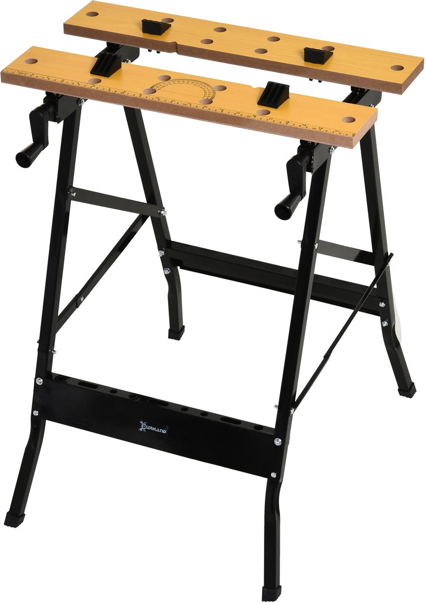 Opvouwbare werkbank met 4 schroefklemmen - werktafel - zaagbrug - werkblad voor bouwplaats - werkplaats - garage