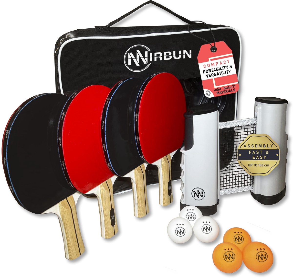 Solidchoice - Professionele Tafeltennis Set met Uitbreidbaar Net - Voor Binnen en Buiten
