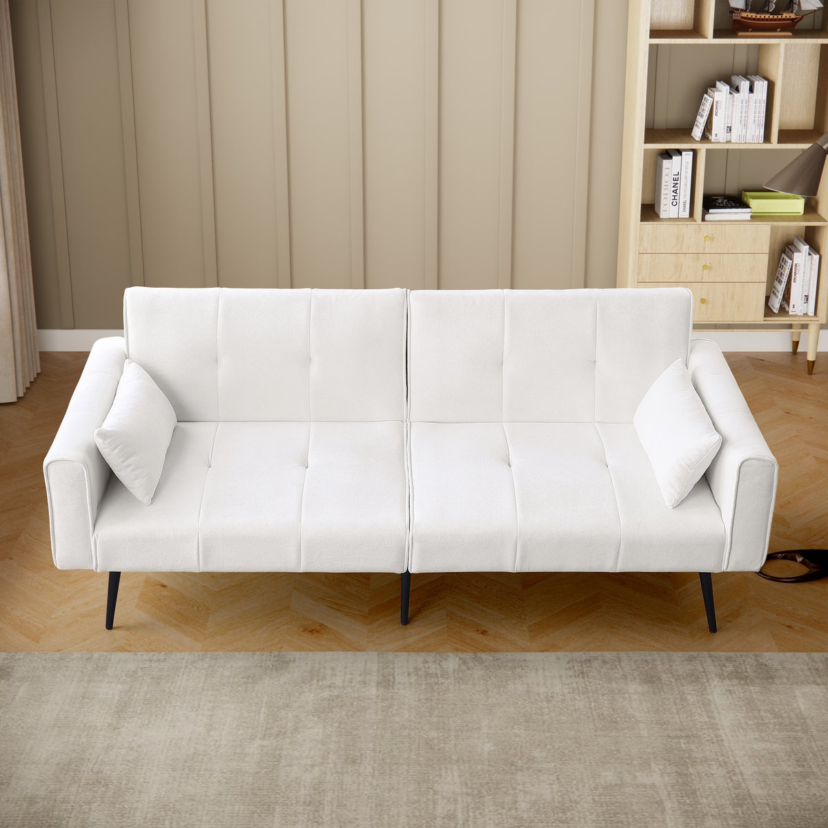 3-Zits Slaapbank - Beige Corduroy Look - Compacte Bank - 175 cm - Hoge Veerkracht