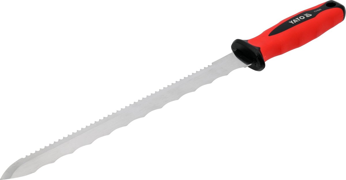 YATO YT-76245 Dubbelzijdig Isolatiemes 410 mm – RVS Mes voor Steenwol, Glaswol & Piepschuim (280 mm Lemmet) – Ergonomische Anti-Slip Handgreep