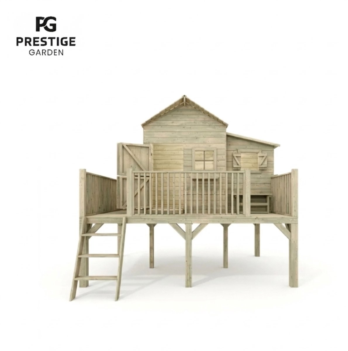 Houten speelhuis Butterfly XL - op platfrom Prestige Garden