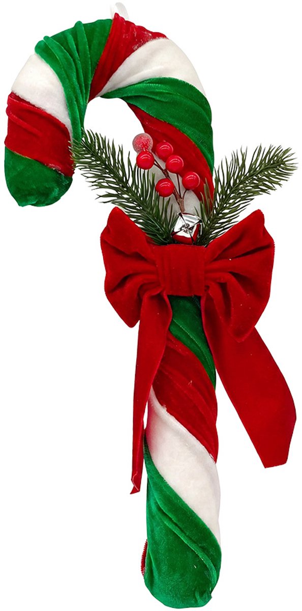 Clayre & Eef Kerstdecoratie Beeld Zuurstok 15x5x46 cm Rood Synthetisch