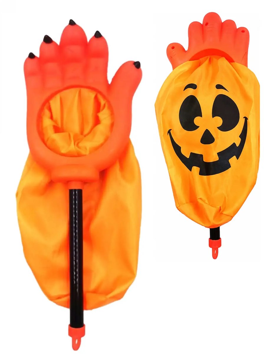 Halloween Pompoen snoepzak 3D - Oranje - 37 cm lang - Trick or Treat - Voor snoepgoed