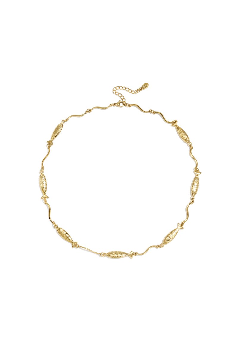 Bijoutheek Collier Wavy Fish Goudkleurig