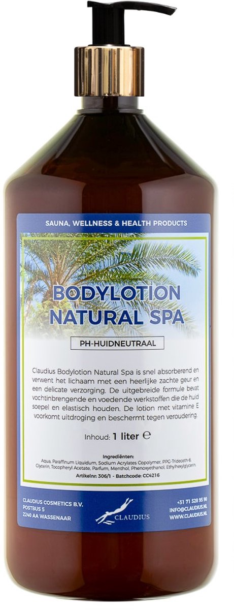 Bodylotion Natural Spa 1 liter met gouden pomp