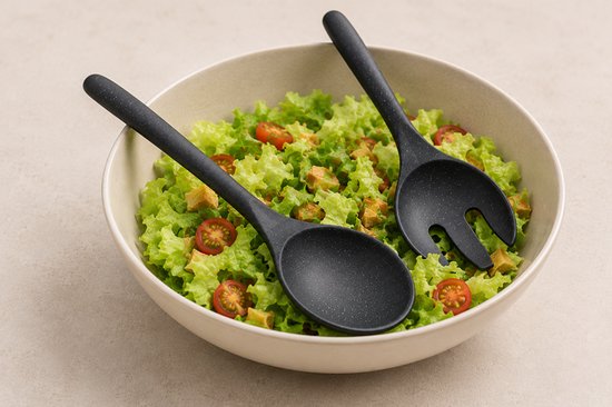 Excellent Houseware - Salade Bestek - Slabestek - Sla Bestek - Melamine - Antraciet