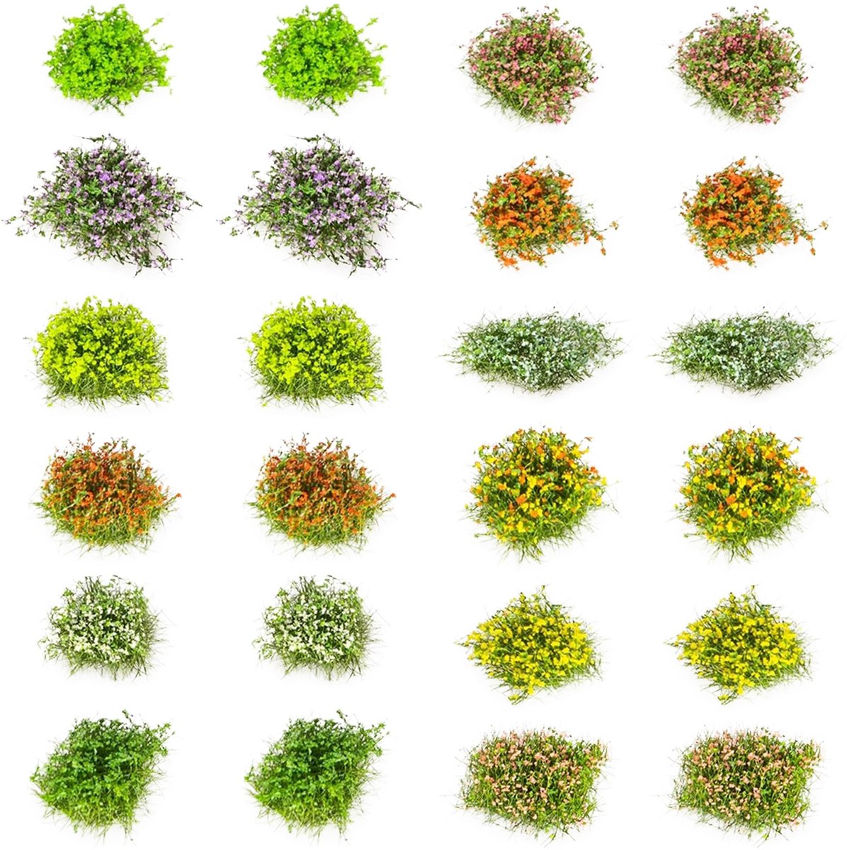 Solidchoice - 24 Stuks Miniatuur Bloemclusters voor Modelbouw en Tuinieren