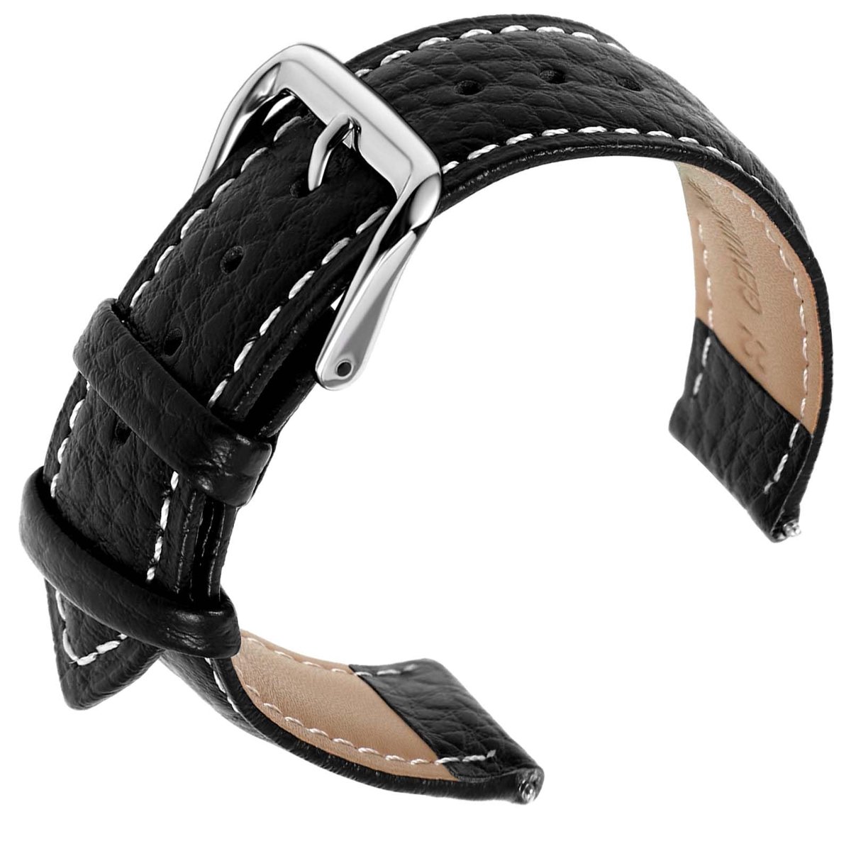 Solidchoice - Leren Horlogeband met Roestvrijstalen Sluiting