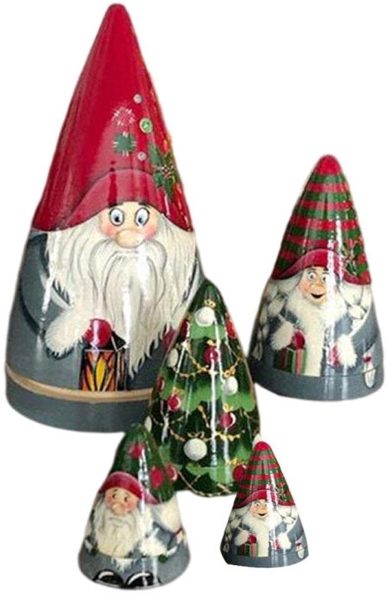 Solidchoice - 5 Stuks Kerstmatroschka Poppen voor de Feestdagen