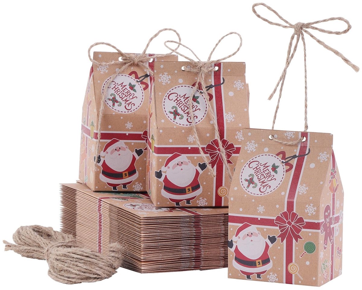 Solidchoice - Set van 30 Kerstcadeauboxen van Kraft Papier