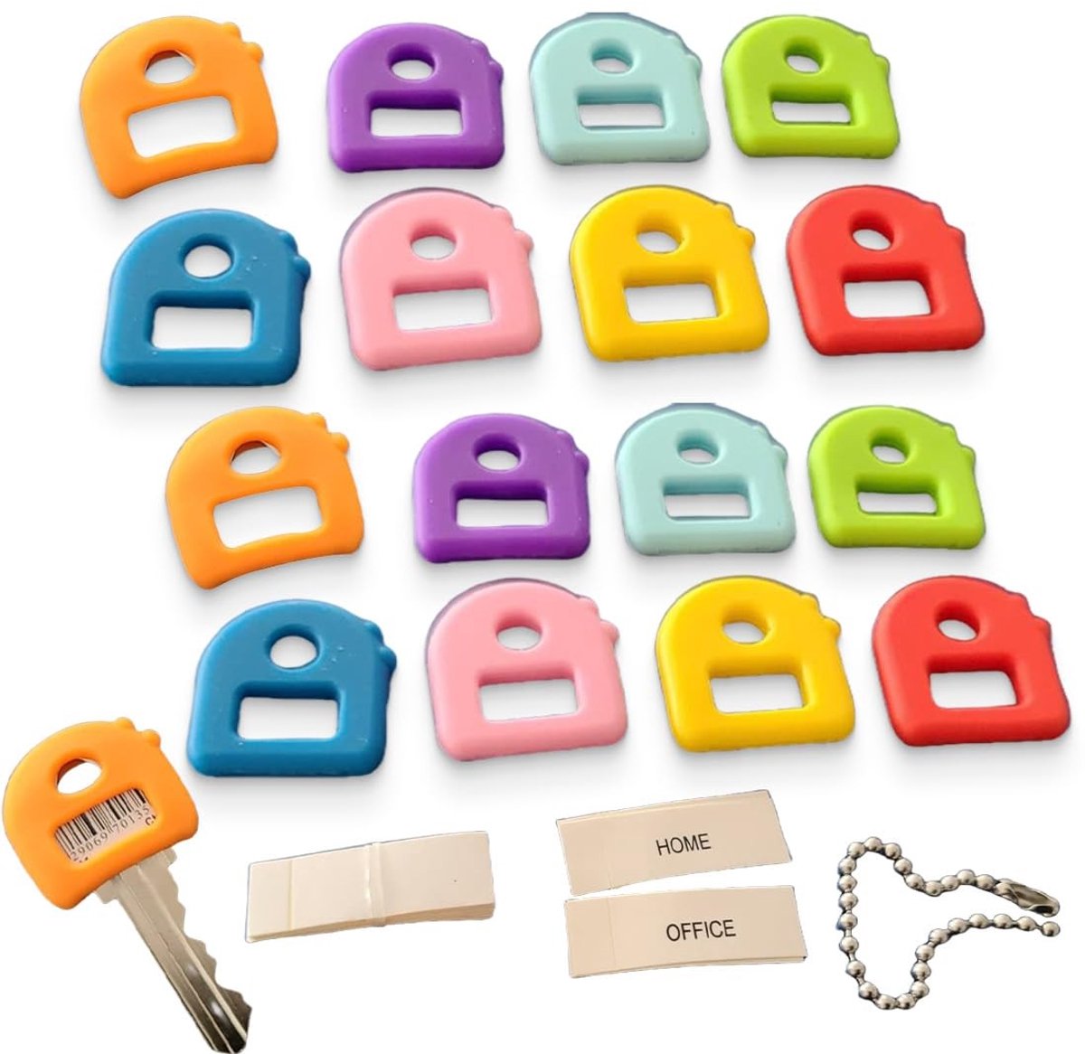 Solidchoice - Set van 16 Sleutelhoesjes in 8 Kleuren voor Identificatie