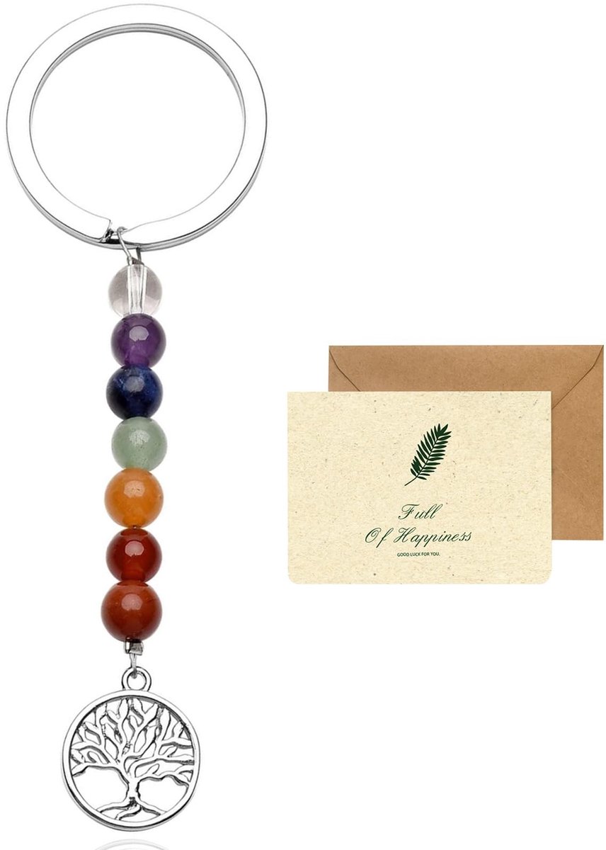 Solidchoice - Kristallen Sleutelhanger met 7 Chakra Edelstenen voor Geluk en Genezing