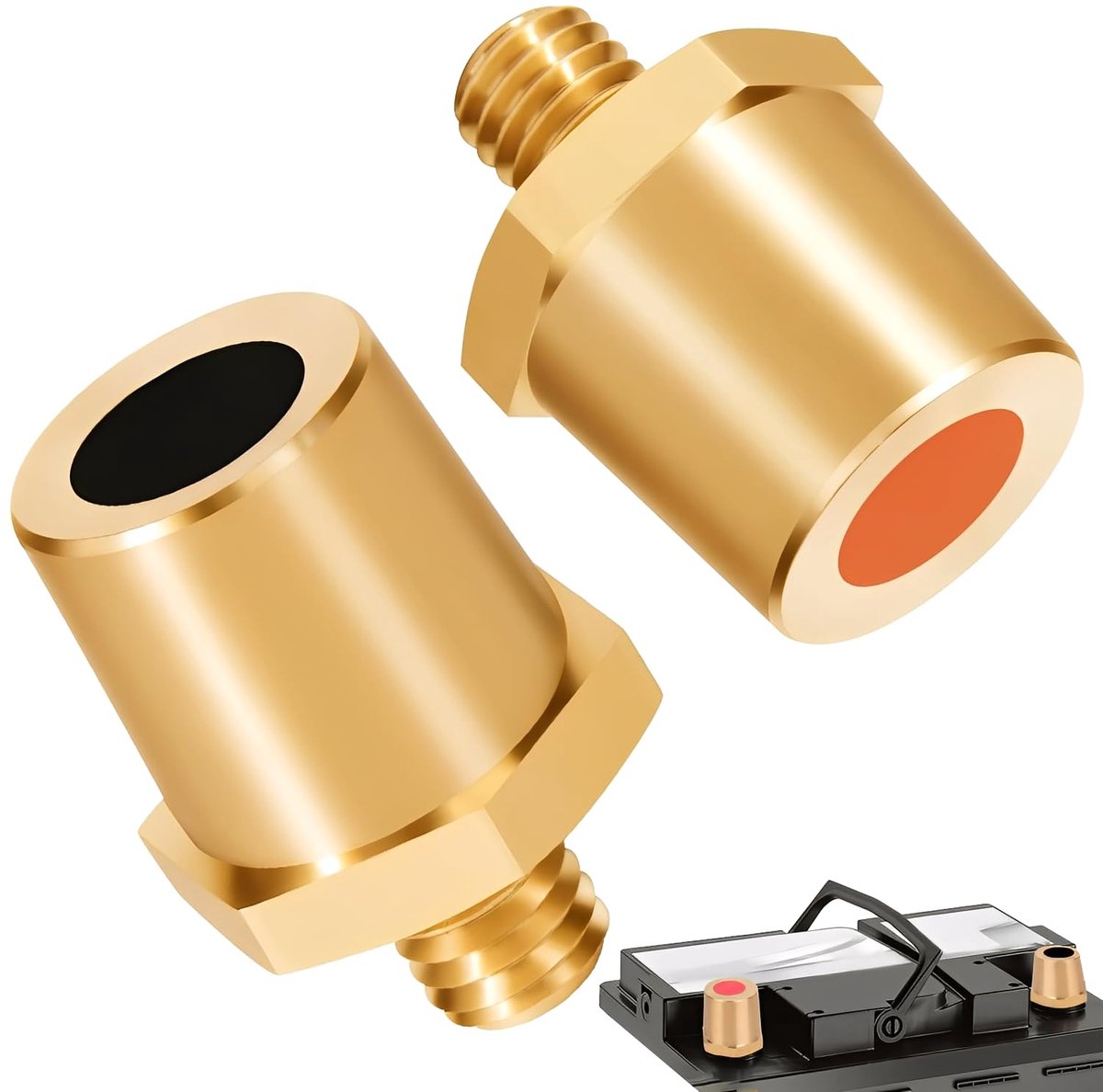 Brass Battery Pole Adapter, Pair, M8 Male Thread Battery Pole, Battery Pole Adapter for Lithium Battery Charger Car - ShopVlot