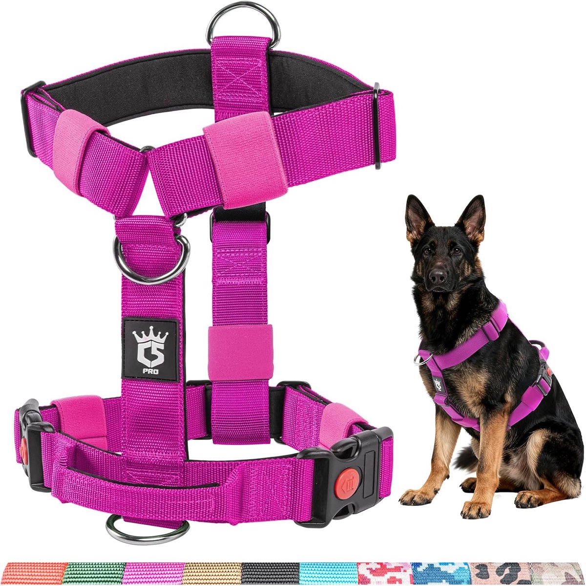 TSPRO Strong - Rugged Dog Harness, Customizable Harness, Tactical Designed for Large Dogs with Faster Release Chain - ShopVlot