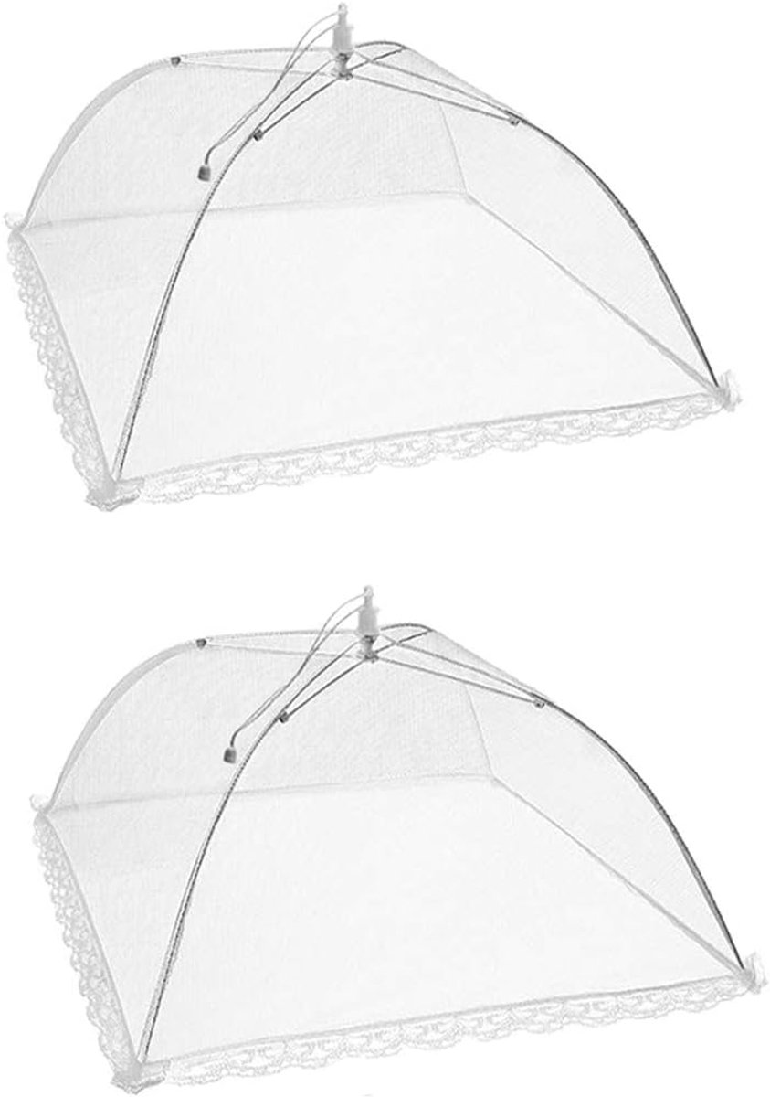 2 Pcs Pop Up Mesh Food Covers, 43cm Umbrella-Style Foldable Mesh Food Cover Picnic Dome, Food Protector Tent Keeps - ShopVlot