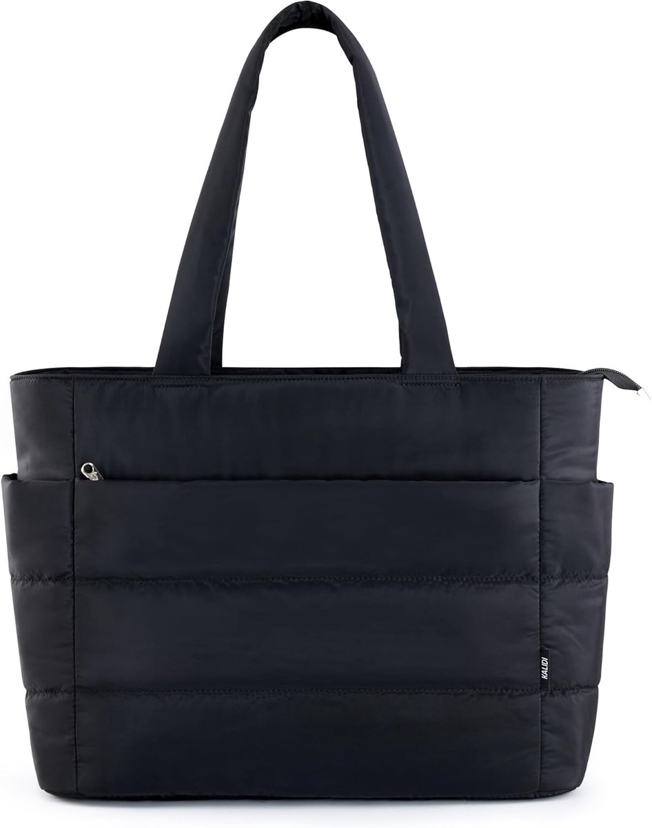 KALIDI Padded Tote Bag, Carryall Puffer Messenger Laptop Bag Padded Shoulder Large Anti Splash Zipper Casual Work Gym - ShopVlot