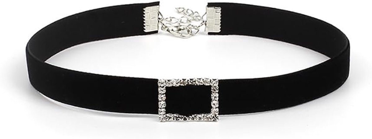 Clataly Black Velvet Crystal Collar Necklaces Gothic Choker Necklaces Adjustable Jewelry for Women and Girls - ShopVlot