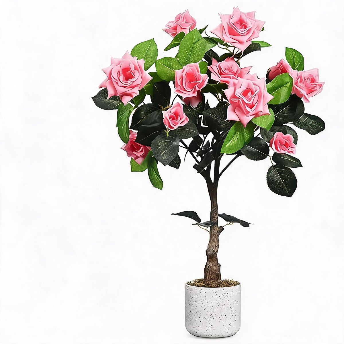 Danky - compacte kunstrozenstruik - 2 stuks 75cm roze hoogdetail polyester voor exclusieve interieurdecoratie