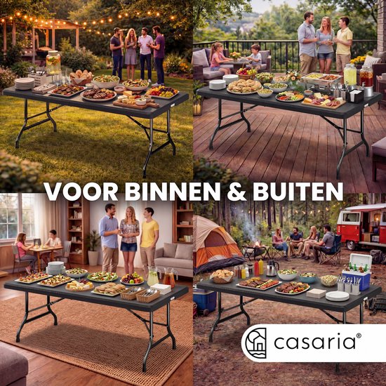Casaria Tuintafel Opvouwbaar - met Draaggreep 180x75 cm - Zwart van Casaria — afbeelding 5