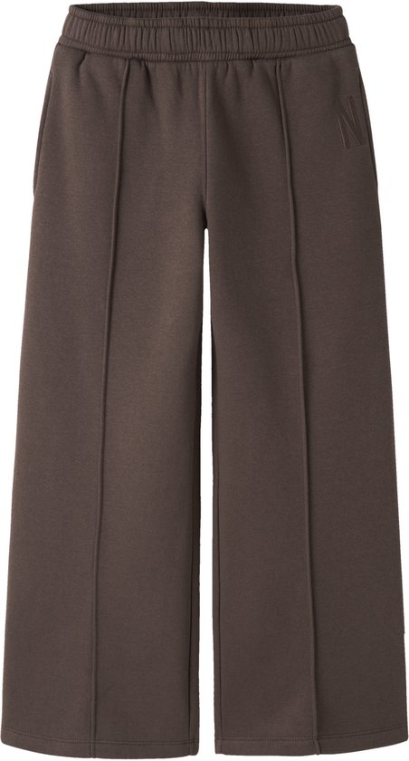 Bruine wijde sweatpants met naad, elastische tailleband en een 'N' logo.