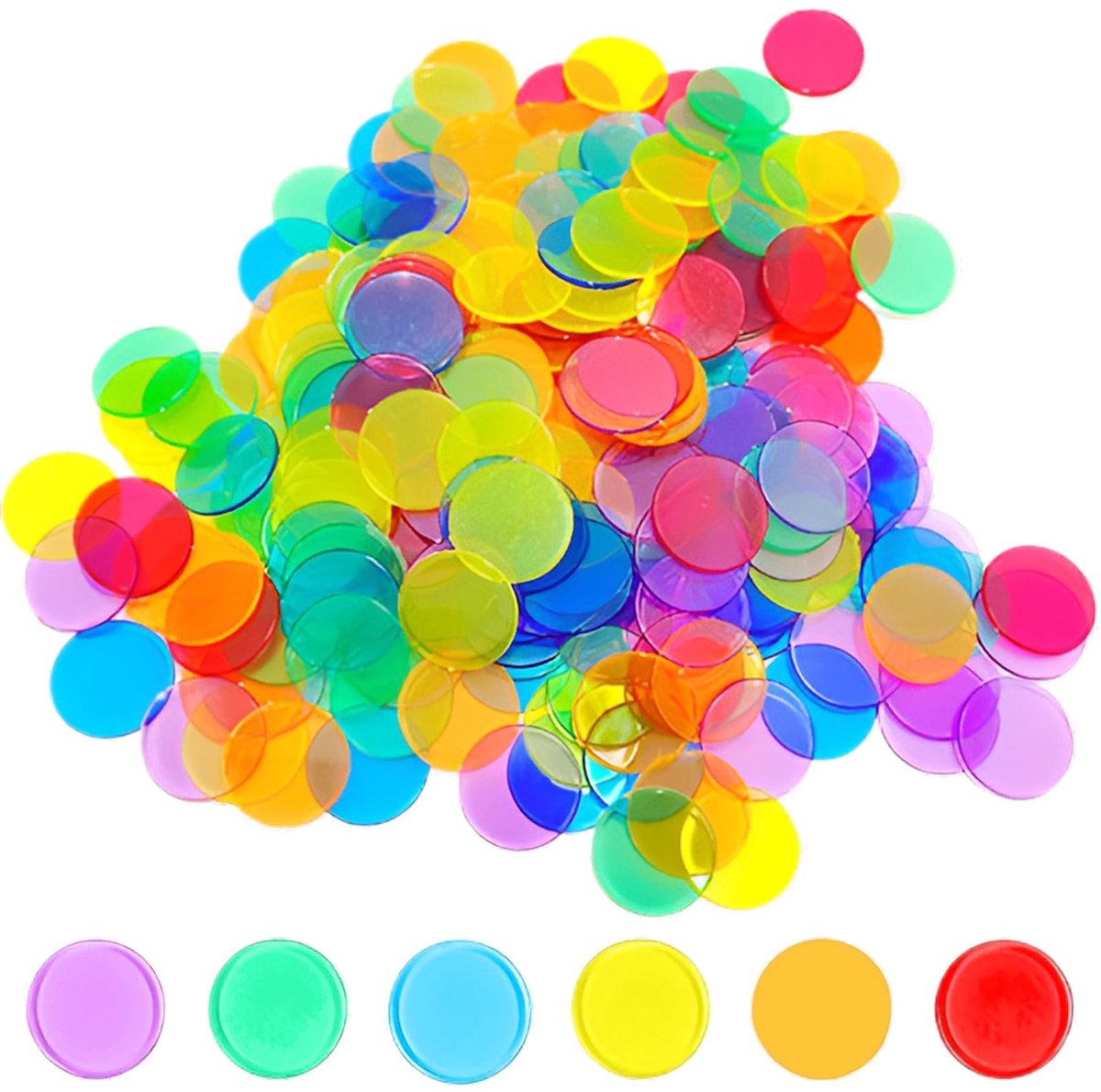 Solidchoice - 100 Stuks Plastic Tombola Chips in Diverse Kleuren