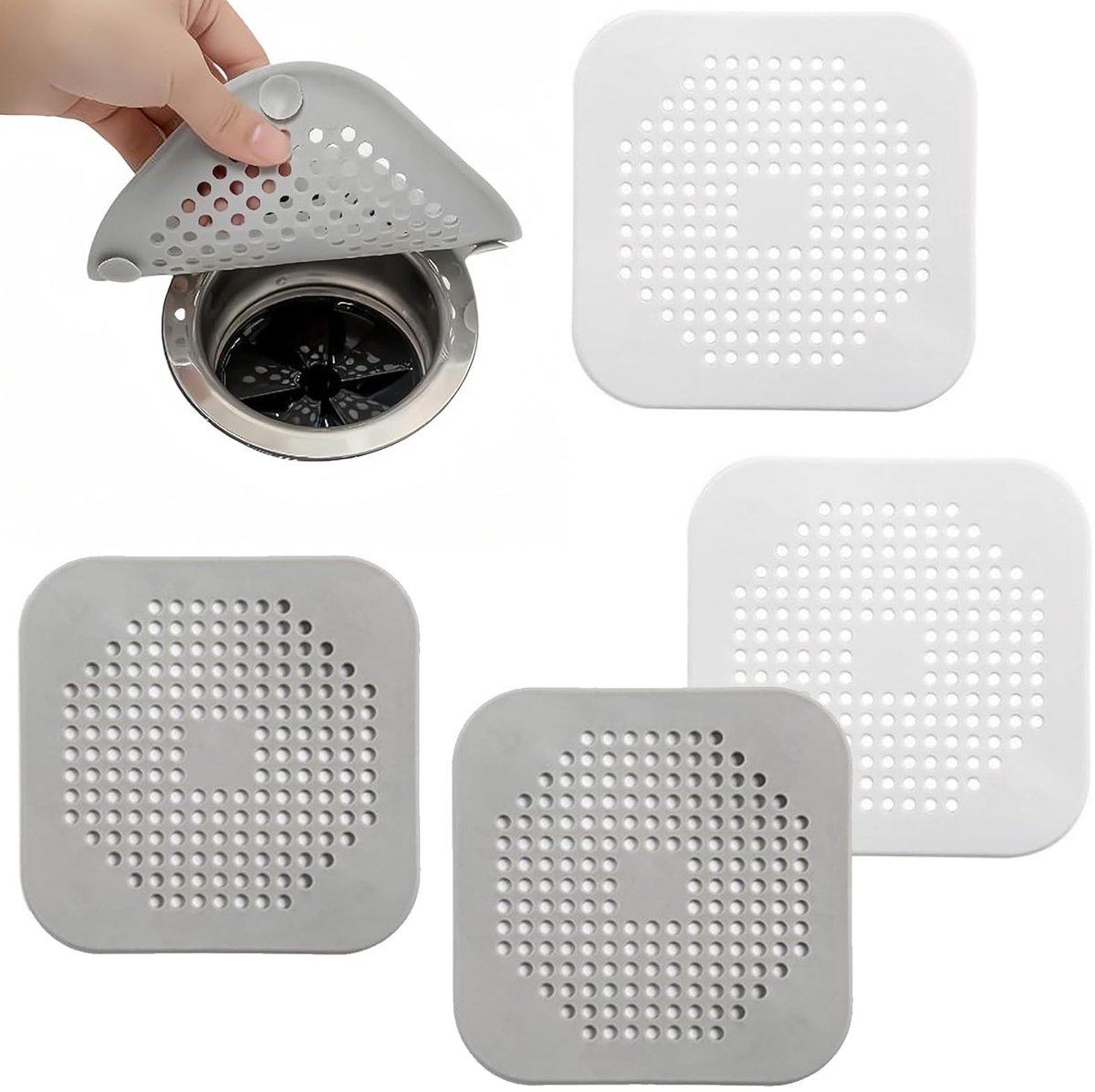 Solidchoice - Set van 4 Haarafvoerfilters voor Badkamer en Keuken