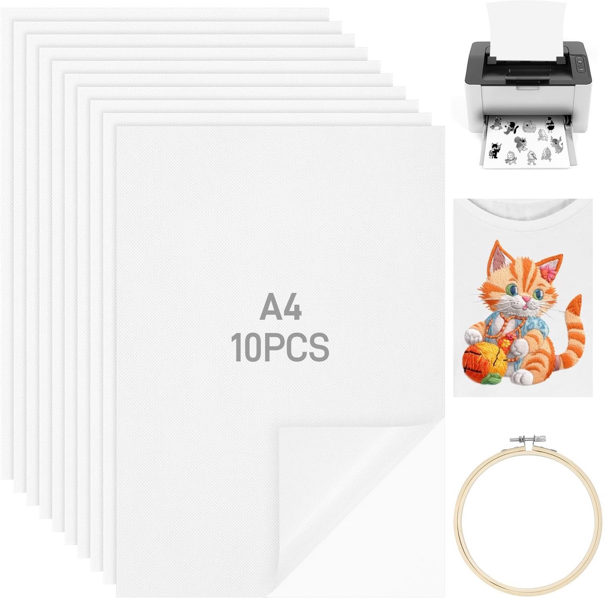 Solidchoice - 10 Stuks Wateroplosbaar Borduurpapier A4 voor Borduurprojecten