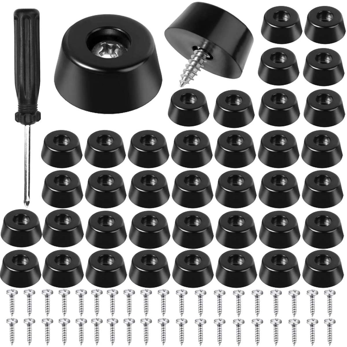 Solidchoice - Set van 40 Stuks Rubber Voetjes met RVS Ring voor Meubels