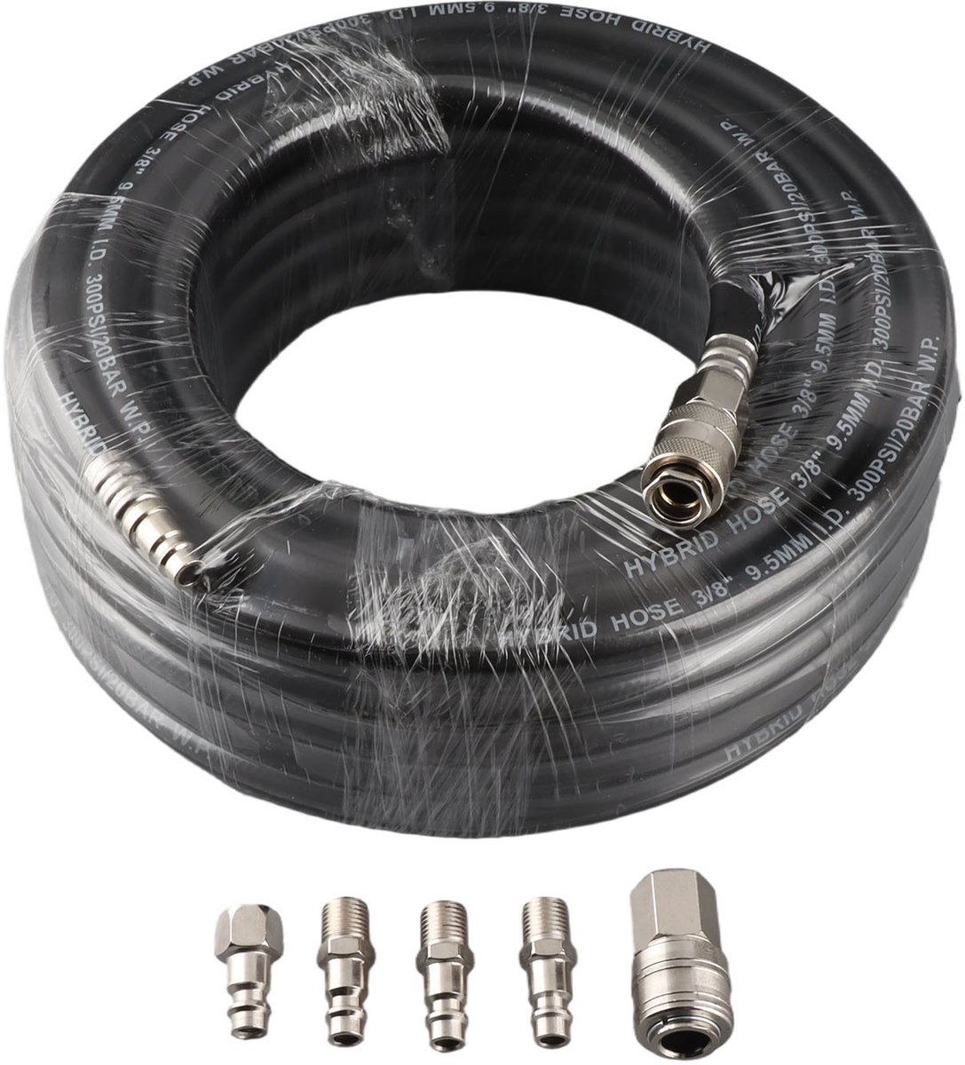 Persluchtslang – 15 m – Flexibel en slijtvast – 1/4" Europese snelkoppeling – Voor compressor en garage