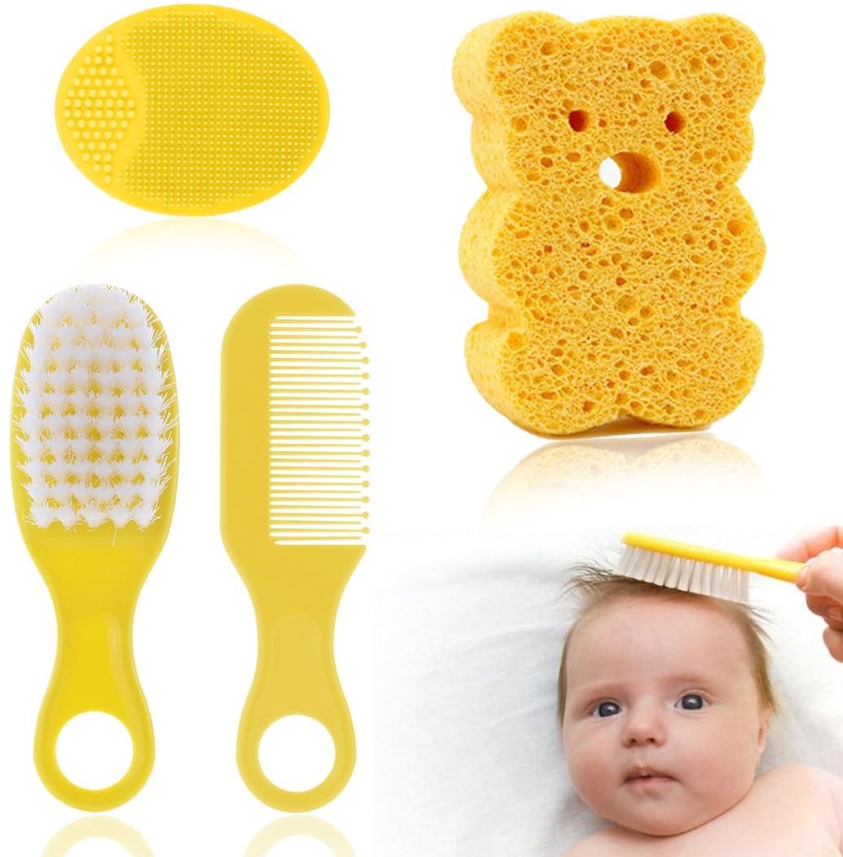 Solidchoice - Set van 4 melkkorfkammen - Babyborstel en babykam voor pasgeborenen