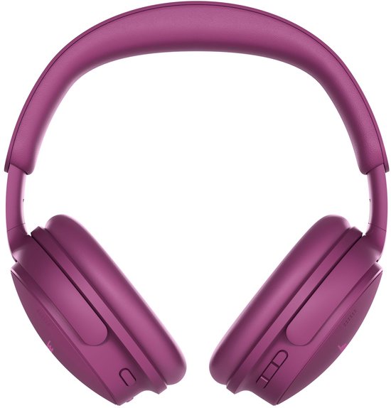 Paarse Bose QuietComfort koptelefoon met een hoofdband en oorkappen.