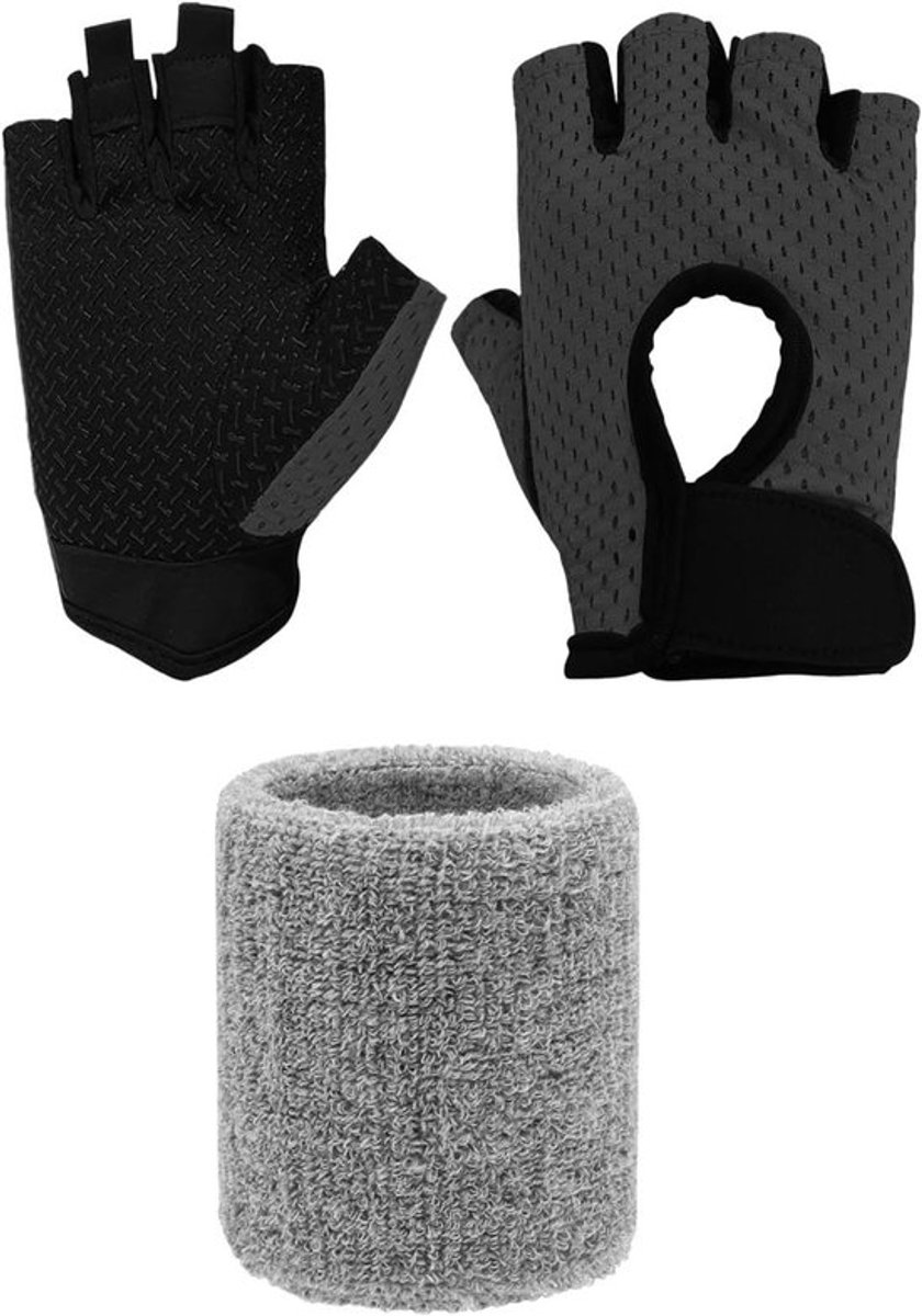 Ademende niet-slip fitnesshandschoenen voor training, volledige palm bescherming bij gewichtheffen en bodybuilding, inclusief zweetdoek voor mannen en vrouwen