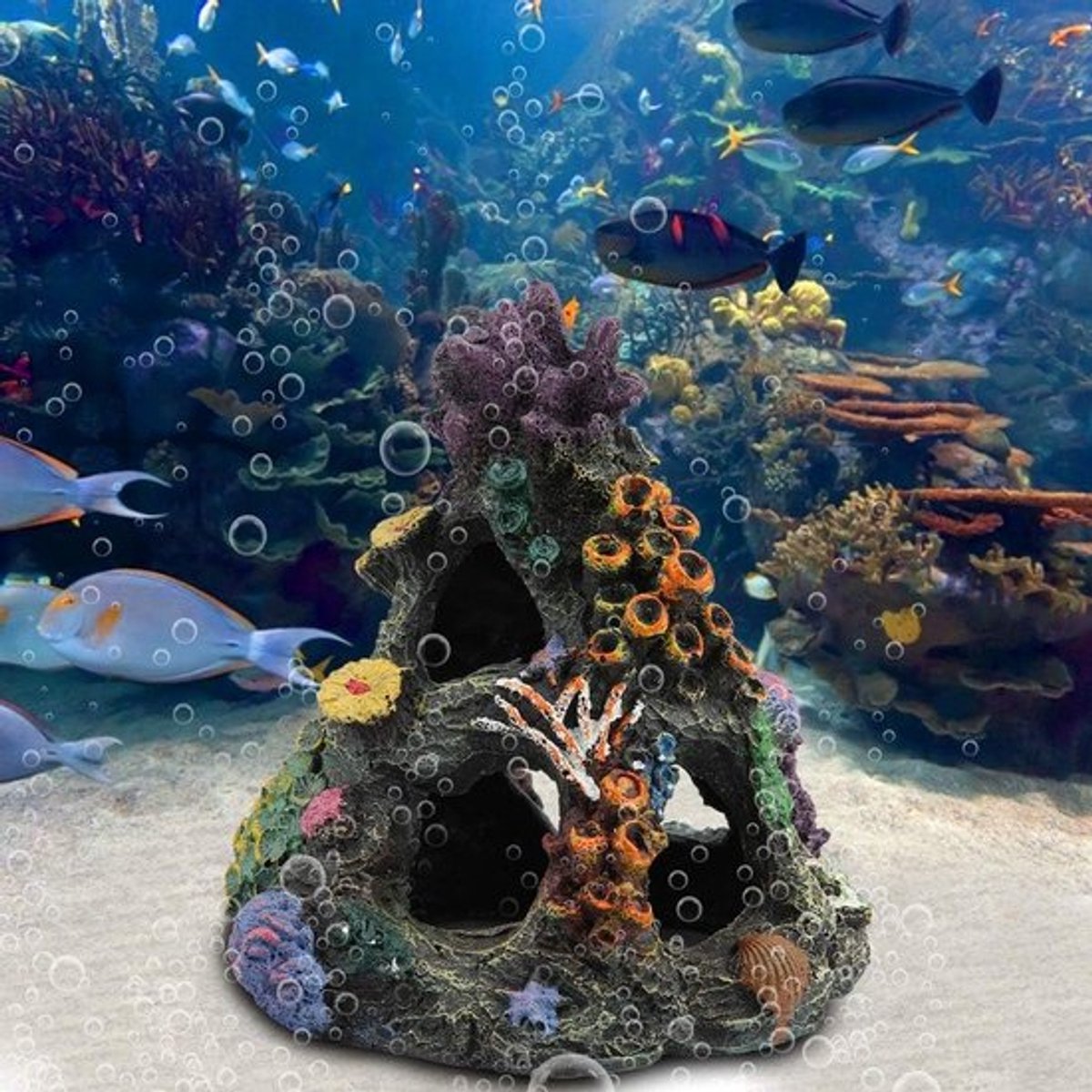 Natuurlijke Aquariumdecoratie met Grotten en Bergen voor Betta en Cichliden - Kunststof Ornamenten voor een Mooi Onderwaterlandschap
