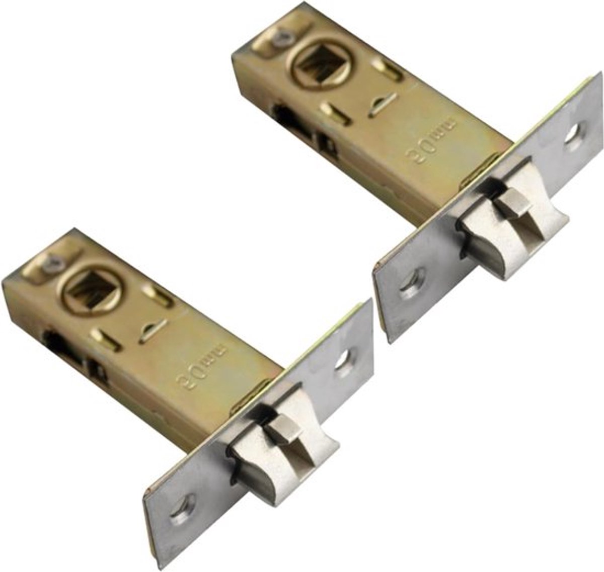 2 Stuks 50mm Tubulaire Mortise Deurslot met Forktong en Deurstoppers, Geluidsarm Deurslot voor Interne Deuren en Deurhandvaten