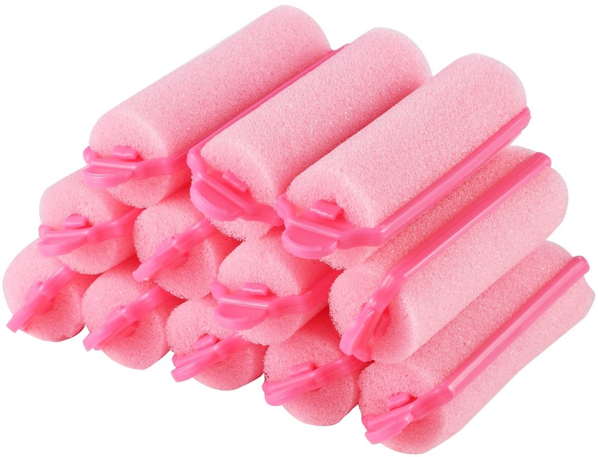 Solidchoice - Set van 12 Roze Krulspelden van Schuim voor Mooi Haar