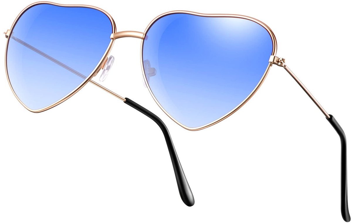 Solidchoice - Hart Zonnebril met Dunne Metalen Frame - Retro Hippie Stijl
