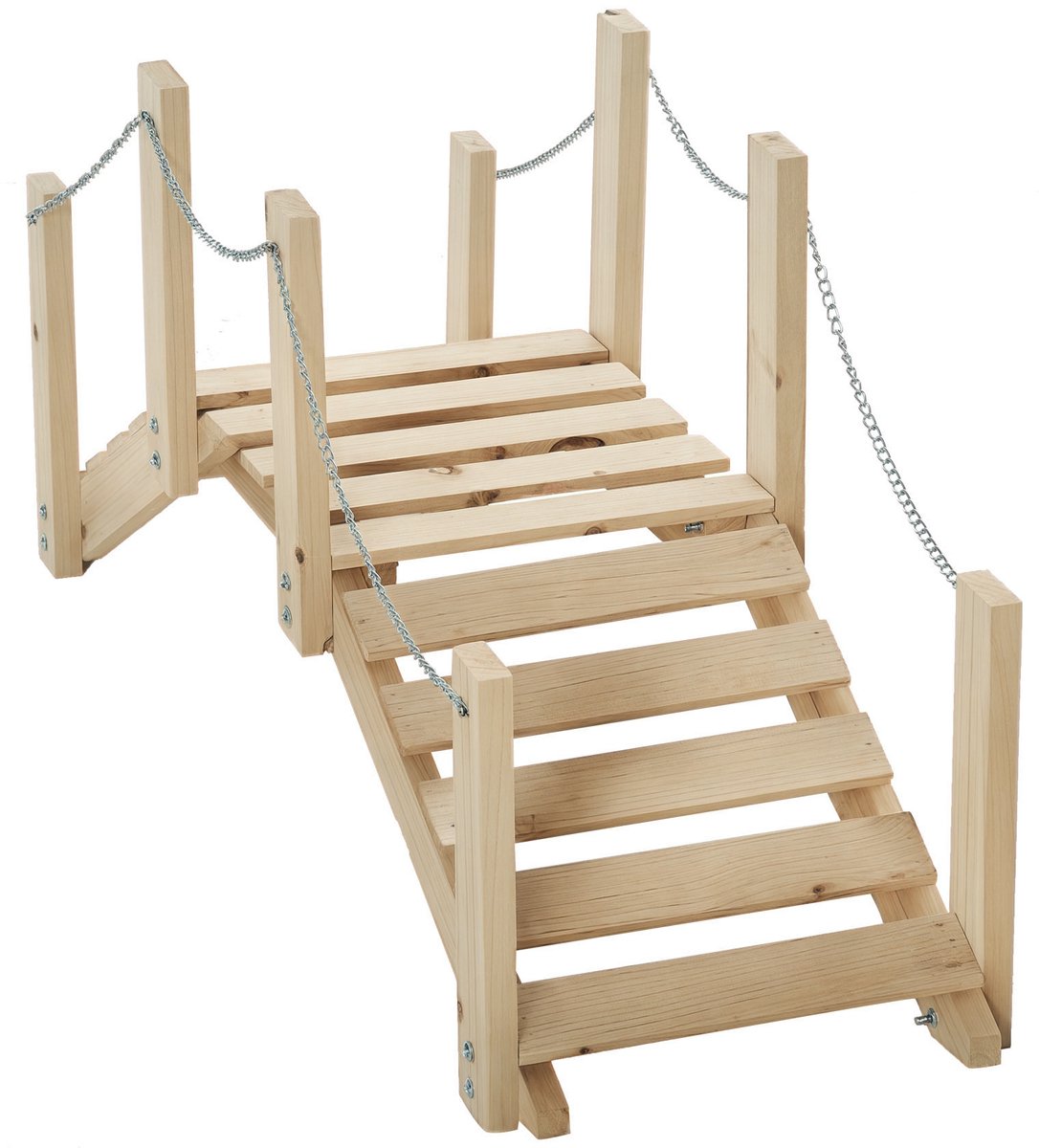Brug-vijverbrug-tuinbrug - 100L x 32l x 48H cm - houten brug met leuningen - beloopbaar - sparrenhout