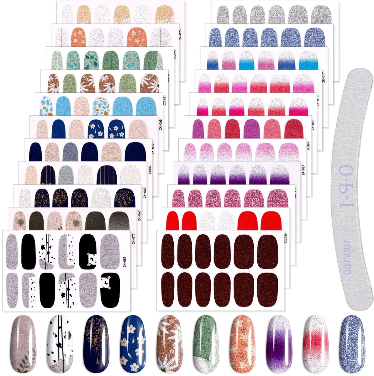 Solidchoice - 22 Bladen Nail Art Stickers met Vijl