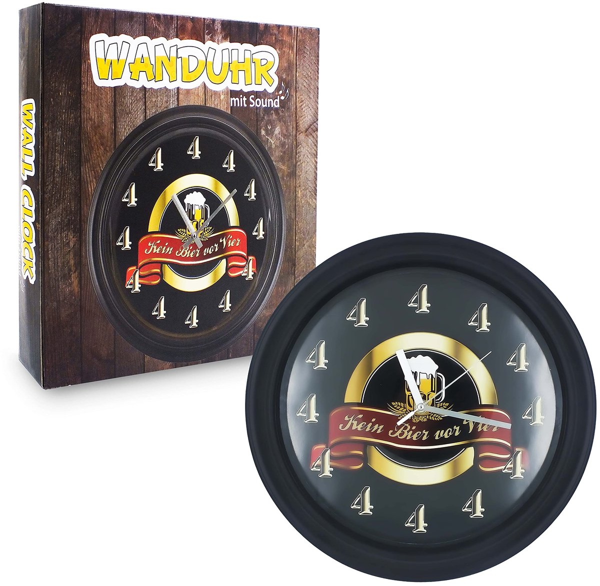 Solidchoice - Wanduhr mit Sound Kein Beer vor Vier - Diameter 30 cm