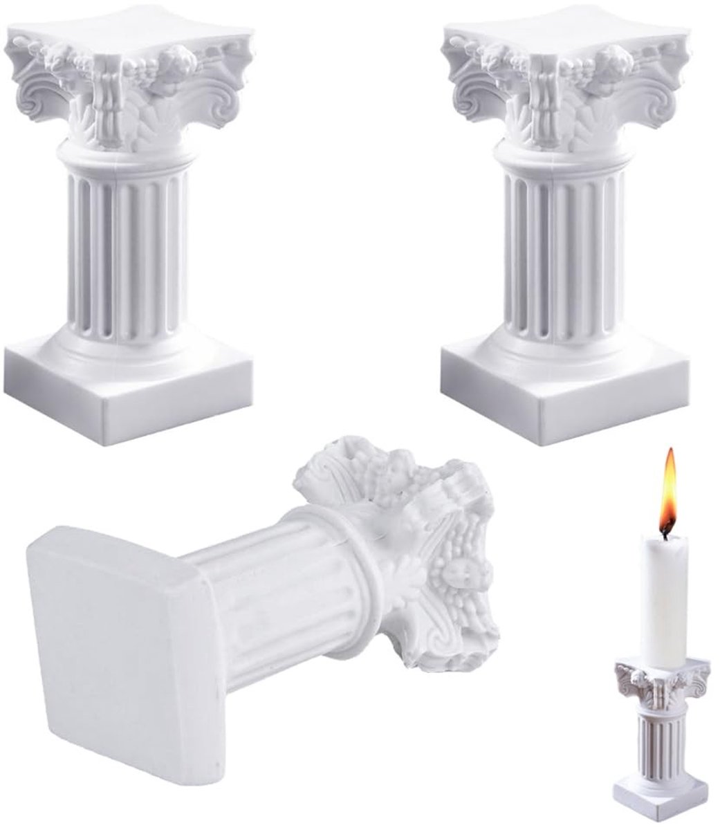 Solidchoice - Set van 3 Witte Romeinse Kolommen Decoratie van Hars
