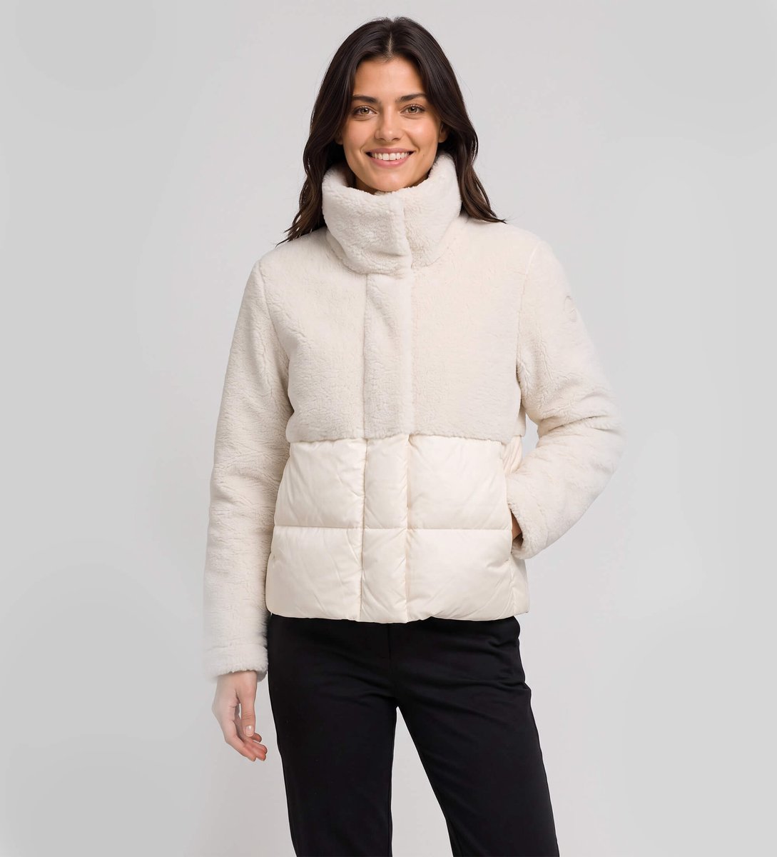 Colmar Gewatteerde jas van gebroken wit teddyfleece