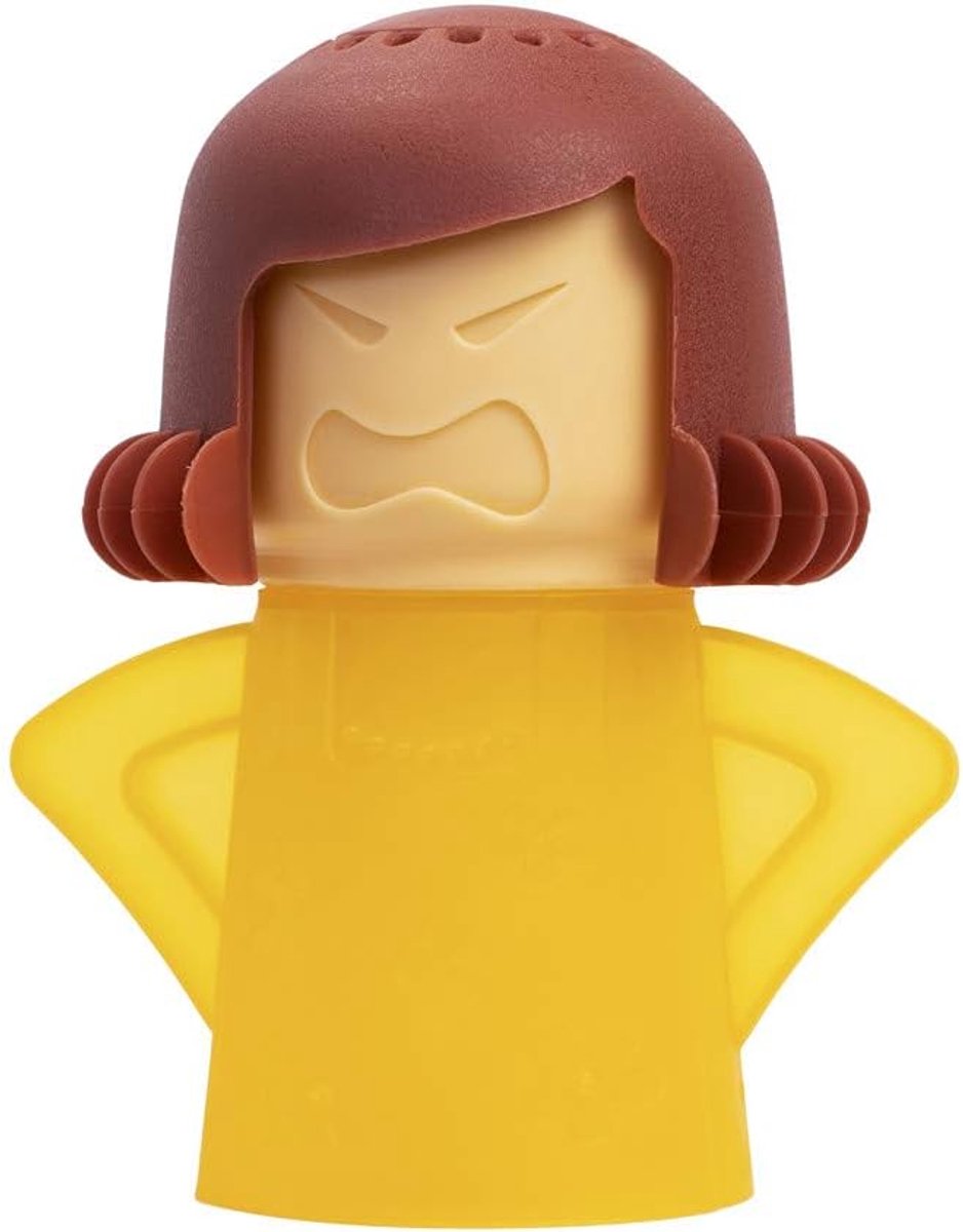 Angry Mom Magnetronreiniger, Mad Mama Magnetronstoomreiniger, voeg gewoon azijn en water toe, reinigt hardnekkige resten in enkele minuten (geel)