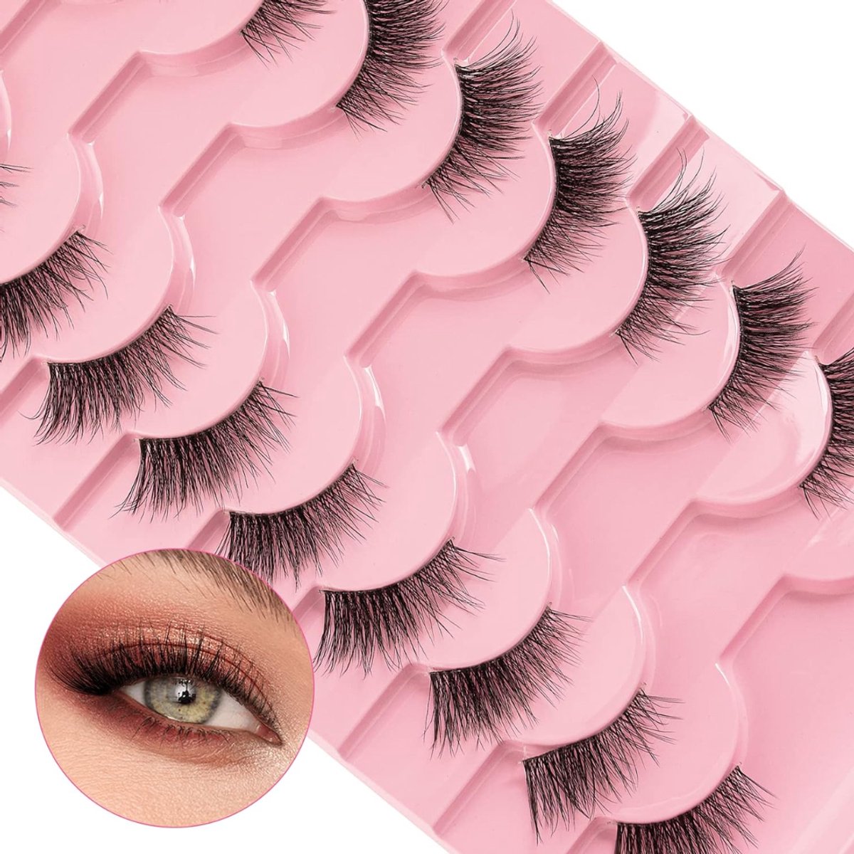 Zavio® Halve Valse Wimpers - Natuurlijke Kunstwimpers - Dagelijkse Make-up