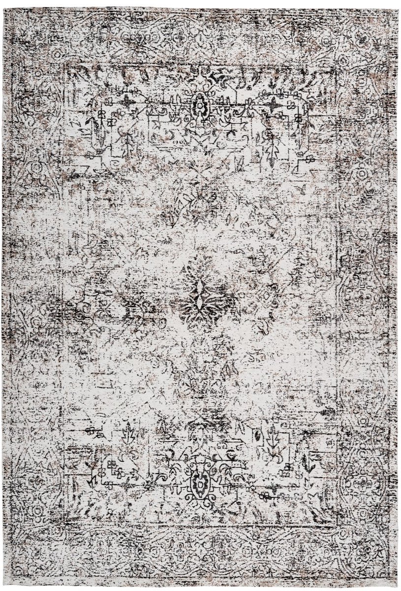 Padiro laagpolig vloerkleed 120 x 170 cm - antraciet / crème - modern abstract design - geschikt voor vloerverwarming - van polyester en katoen