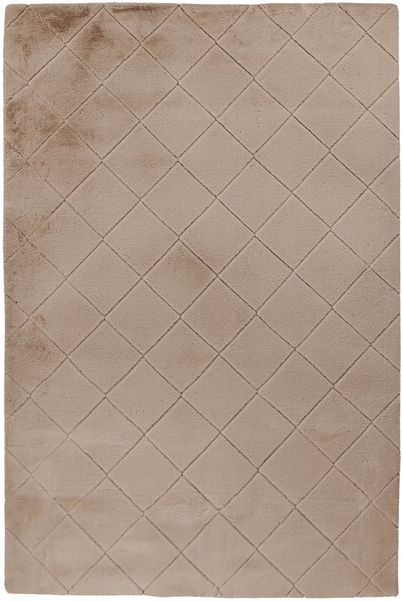 Padiro hoogpolig shaggy vloerkleed 200 x 290 cm - beige - modern geometrisch patroon - geschikt voor vloerverwarming - van polyester