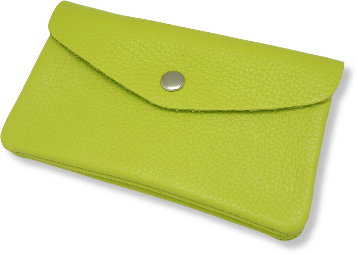 Bijoutheek Portemonnee Leer Italiaans Groot Fluor Groen