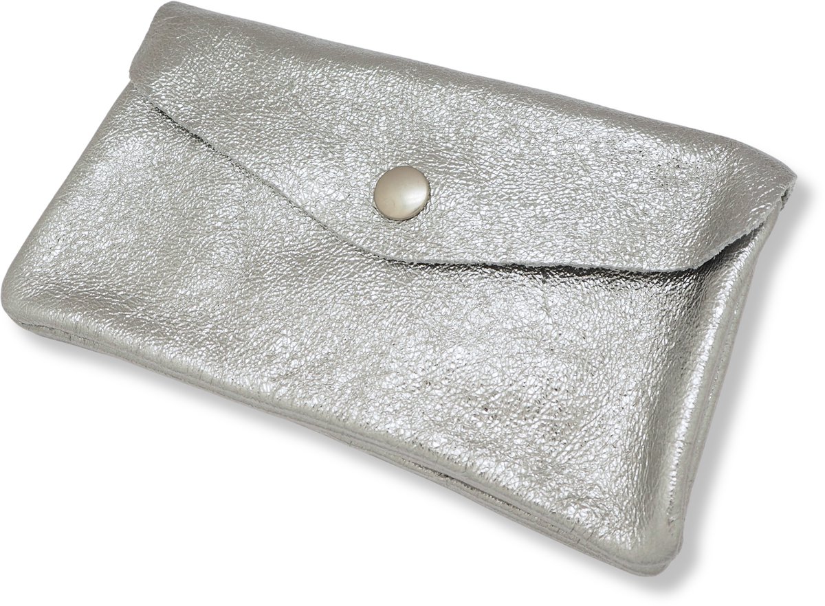 Bijoutheek Portemonnee Leer Italiaans Groot Metallic Black Diamond