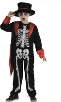 Joya Kids® Skelet Heer Verkleedpak Kind | Halloween Kostuum Jongen | Skelet Kostuum | Horror Verkleedkleding | Carnaval | Vader Zoon verkleedset | Incl. Onesie, Jasje en Hoge Hoed | Maat S